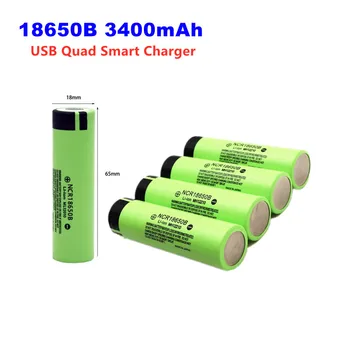 1-10 шт. NCR 18650B 3400 мАч 18650 литий-ионная аккумуляторная батарея для 3,7 В фонарик аккумулятор инструмент + USB quad smart зарядное устройство