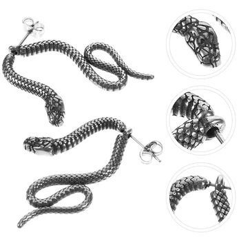 1 Пара Змеиных сережек-гвоздиков, Змеиные украшения, Змеиные Серьги, Женские серьги в стиле панк-гот