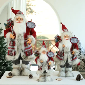 1 шт. Рождественское украшение, кукла Санта-Клауса, Плюшевая Серая Коричневая Кукла для моделирования Санта-Клауса, украшение для вечеринки, Праздничные подарки