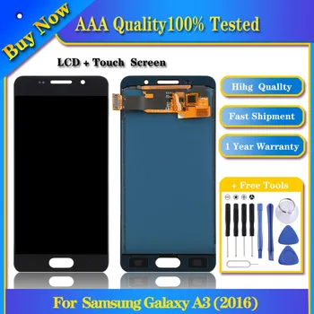 100% Протестированный ЖК-экран для Samsung Galaxy A3 (2016), A310F, A310F/DS, A310M, A310M/DS, A310Y с цифровым преобразователем в полной сборке