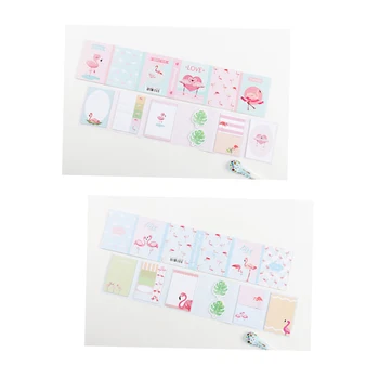 12 упаковок Креативного милого Фламинго 6 Складывающаяся бумага Липкий самоклеящийся блокнот Корейские канцелярские принадлежности Школьные канцелярские принадлежности