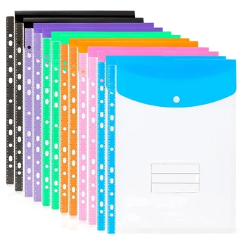 12 Упаковок Перфорированных карманов формата А4, пластиковые кошельки с 11 отверстиями, Расширяемый Карманный конверт, Папки для файлов