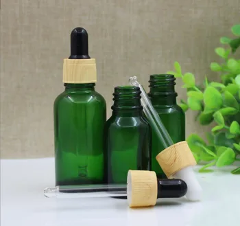 15ML20ml прозрачная/коричневая/синяя/зеленая стеклянная бутылка-капельница деревянной формы эфирное масло жидкая сыворотка для глаз увлажняющая упаковка для ухода за кожей