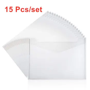 15шт A4/A5 Прозрачный Пластиковый Держатель для хранения бумажных файлов, сумка для офисных школьных принадлежностей, Удобные папки-конверты для осмотра