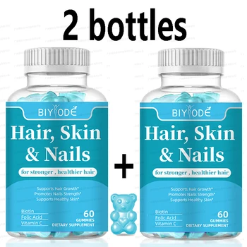 2 бутылки биотиновых жевательных резинок для волос поддерживает рост волос и ногтей осветляет кожу поддерживает здоровую кожу поддерживает естественный рост человеческого тела