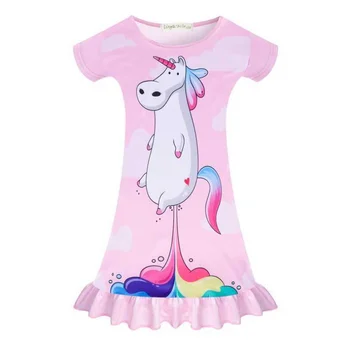 2023 летняя новая ночная рубашка My Little Pony для девочек, единорог, радуга, милый мультяшный принт, юбка средней длины для косплея с короткими рукавами