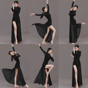 2023 Новый Китайский Классический Танец, Элегантное Танцевальное Платье Чонсам, Черный Танцевальный Костюм, Тренировочная Одежда Для Испытуемых в Китайском джазовом Танце