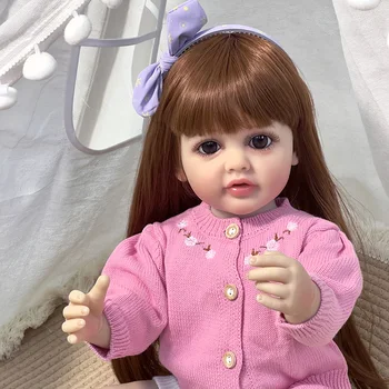 22-дюймовая мягкая силиконовая виниловая кукла Реборн для девочек с полным телом, 3D Парик с видимыми венами, подарки для детей