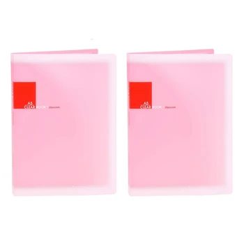2X Пластиковый держатель для папок формата А5 с 20 карманами, розовый