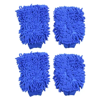4X Супер впитывающие перчатки из микрофибры и синели Премиум-класса для мытья и воска, рукавицы для автомойки (синий)