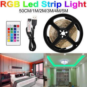 5 В RGB Осветительная Лента Светодиодная USB Световая Лента 2835 SMD Гибкая Подсветка телевизора 0,5 М 1 М 2 М 3 М 4 М 5 М Лампа Tira Светодиодные Фонари Для Декора Комнаты