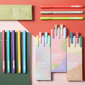 5 шт./кор., набор цветных гелевых ручек Kawaii 0,5 мм, шариковые ручки для девочек, Канцелярские принадлежности для школьников