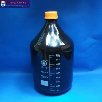 5000 Мл янтарная большая стеклянная бутылка для реагентов с завинчивающейся крышкой, толстостенная лабораторная бутылка для реагентов, Бесплатная доставка