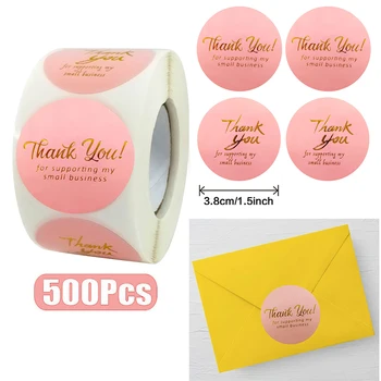 500шт 3,8 см Золотые наклейки Thank You Kawaii Упаковка для Мелочей, Этикетка для украшения Скрапбукинга, Канцелярские принадлежности