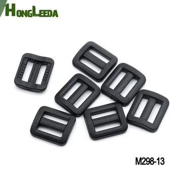 50шт 13 мм полудюймовые мини-черные регулируемые пряжки пластиковый слайдер TriGlide ремни для рюкзака webbing HLD/M298-13