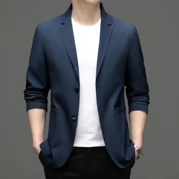 5918-2023 Мужской модный повседневный маленький костюм мужской корейский 66 вариант приталенного пиджака однотонный пиджак