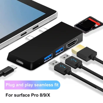 6 в 1 Док-станция-концентратор 4K Type-C, совместимый С HDMI, SD USB 3.1 Gen 1, Адаптер для жесткого диска Surface Pro8 9 X