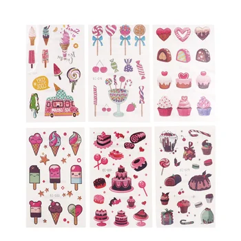 6 шт. водонепроницаемых татуировок, красочные наклейки с конфетами, милые мультяшные наклейки с конфетами для детей