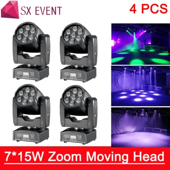 7 * 15 Вт zoom moving head light Профессиональное освещение dmx dj LED Moving Head 7 * 15 Вт Zoom Light 16 DMX Микширование 7 *15 Вт Zoom 4 шт./лот