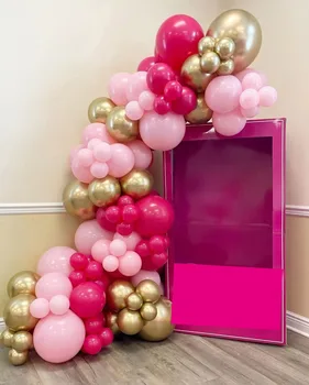 95 шт. розовые металлические золотые латексные шары, набор для арки, свадебные украшения для детского душа, товары для вечеринки в честь дня рождения девочек, шары