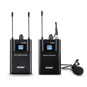 ACEMIC UHF Беспроводной Петличный микрофон с Передатчиком и Приемником для Смартфонов, Зеркальных Фотокамер и видеокамер DV-10