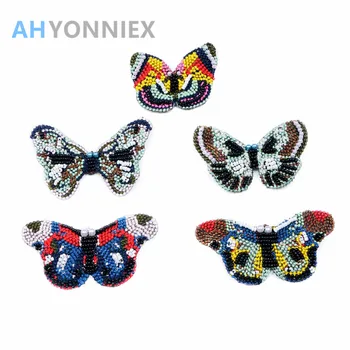 AHYONNIEX, 1 шт., бабочка, блестки, стразы, нашивки из бисера, пришитая аппликация из бисера, одежда, обувь, сумки, декоративная нашивка, сделай сам