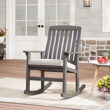 Better Homes & Gardens Уличное деревянное кресло-качалка Delahey, садовое кресло с зеленой подушкой