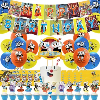 Cupheads С Днем Рождения, Тема для украшения воздушными шарами из латекса, комплект для арки, подарок для вечеринки для детей, Принадлежности для мероприятий в честь дня рождения