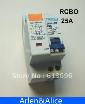 DPNL 1P + N 25A 230 В ~ 50 Гц/60 Гц Автоматический выключатель остаточного тока с защитой от перегрузки по току и утечки RCBO
