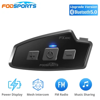 Fodsports FX10C Bluetooth Домофон, Мотоциклетный шлем, Гарнитура, Intercomunicador, Мото Наушники, Сетчатые Домофоны, 1000 м Беспроводные