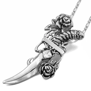 GOKADIMA, элегантное ожерелье с подвеской в виде розового ножа для женщин, винтажное ожерелье из нержавеющей стали, великолепный стиль, женские украшения WP502