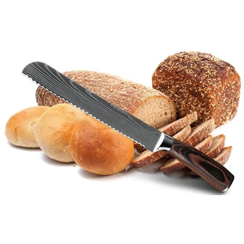 GoodEZ Нож для нарезки хлеба из нержавеющей стали С зазубренным лезвием Лучший Филейный нож для мяса Santoku 7-дюймовый Набор Ножей для шеф-поваров