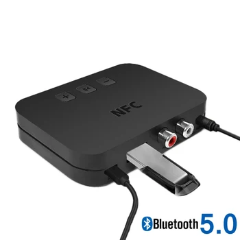 Gtwoilt Bluetooth 5.0 Беспроводной Приемник Передача звука Поддержка Стереомузыки U Диск NFX Подключение С адаптером RCA 3.5 AUX Jack