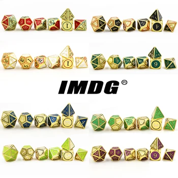 IMDG 7 шт./компл. Креативные RPG Игровые кости Многогранные Металлические кости с эмалью DND Двухцветные цифровые игровые кости
