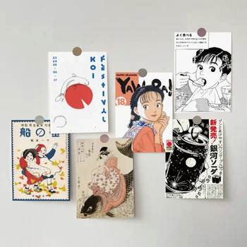 Ins Japan Showa, винтажные открытки с героями мультфильмов, реквизит для фотосъемки милой девушки, Фоновая стена, декоративная открытка Kawaii, Поздравительные открытки, 10 листов