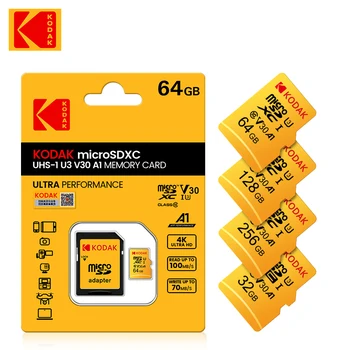 Kodak Высокоскоростная Карта памяти C10 U3 V30 Micro SD Card 32GB 64GB 128GB 256GB Tarjeta Microsd 256gb Mini TF Card Бесплатный SD-адаптер
