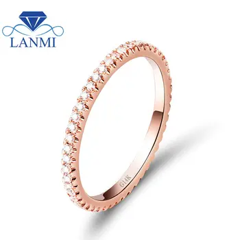 LANMI Lady Ring Женские обручальные кольца с настоящим бриллиантом, Обручальное кольцо из Розового золота 14 К, Дешевое Золотое кольцо Для подарка на Помолвку, ювелирные изделия