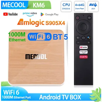 Mecool KM6 Deluxe ATV Amlogic S905X4 Smart Android 10,0 TV Box 4 ГБ ОЗУ 64 ГБ ПЗУ 2,4/5G WiFi BT 4K Android 10 телеприставка