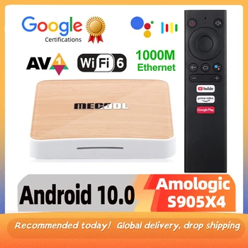 Mecool KM6 Deluxe Smart TV BOX Android 10 Amlogic S905X4 Google Сертифицированный TVBOX 4 ГБ 64 Гб Wifi6 AV1 BT5.0 4K Телеприставка 2 ГБ 16 ГБ