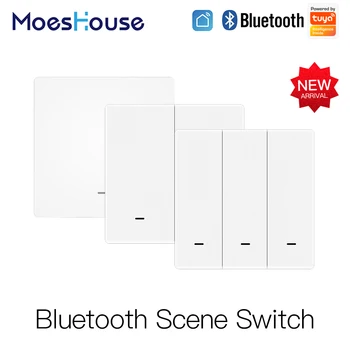 MoesHouse Tuya Bluetooth Mesh Беспроводной Переключатель Сцены Кнопочный Передатчик с Батарейным питанием Сценарий для Смарт-устройств 1/2/3Gang