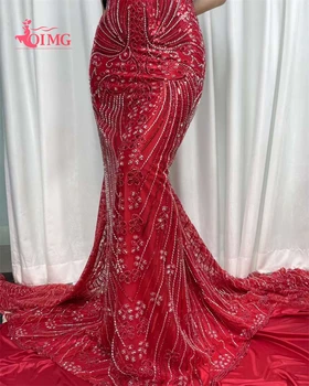 OIMG 2023 Модная Элегантная Французская Кружевная ткань с вышивкой бисером В Африканском Нигерийском стиле С Блестками Ткань Для Свадебного платья 5 ярдов