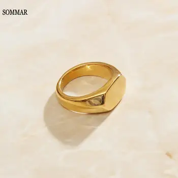 SOMMAR 2020 тренд, большое золотое кольцо с наполнением, размер 6 7 8, мужское кольцо для девочек, минимализм, ins, украшения на шею, очаровательные ювелирные аксессуары