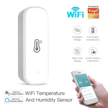 Tuya WIFI/zigbee Умный датчик температуры и влажности приложение Smart Life Удаленный монитор Гигрометр Работает с Alexa Google Home