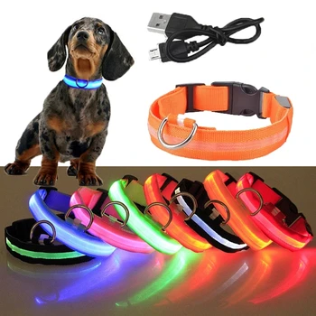 USB Перезаряжаемая Домашняя Собака, светодиодный Светящийся Ошейник, Светящееся Мигающее Ожерелье, Принадлежности для ночных прогулок На открытом воздухе