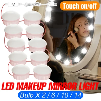 USB Светодиодная лампа для зеркала для макияжа, Светильники для Туалетного столика, Зеркала для туалетных столиков, Подсветка для комодов, Декоративная светодиодная настенная лампа