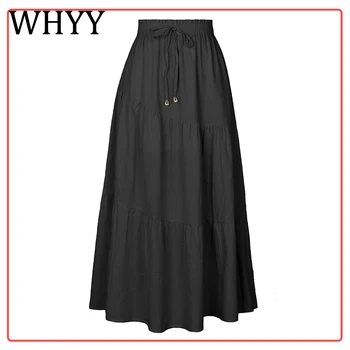 WHYY Модная плиссированная юбка с высокой талией, Женская Корейская Элегантная юбка миди в стиле колледжа, Женские осенне-весенне-летние юбки трапециевидной формы