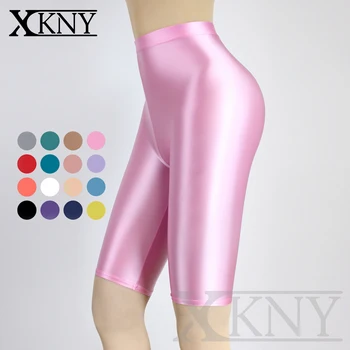 XCKNY новый цвет 3XL, атласные гладкие непрозрачные колготки, яркие колготки, сексуальные шелковые чулки, тонкие спортивные лоснящиеся брюки для плавания с высокой талией