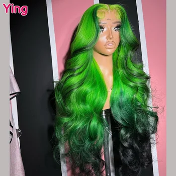 Ying Hair Omber Зеленый Черный 13x6 Парики Из Натуральных Волос На Кружеве Бразильский Remy 613 Медовый Блонд Для Тела Парики На Кружеве Предварительно Выщипанные