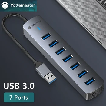 Yottamaster Multi USB Hub 3,0 Высокоскоростной Разветвитель 7 Портов Штекер-Удлинитель Адаптер Подставка Type C Разъем док-станции для ПК Ноутбука