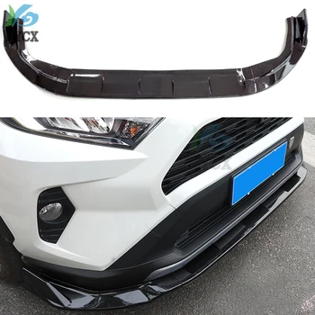 Автоаксессуары ABS черный карбоновый передний спойлер для подбородка 3 шт. комплект для Toyota RAV4 2019 2020 2021 2022